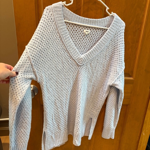 Aerie Chunky V Neck Sweater Oversized Slouchy Light Blue Size Small - Picture 13 of 13